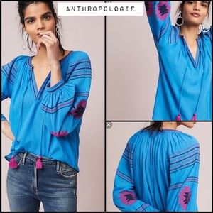 Anthropologie Blue and Pink Blouse